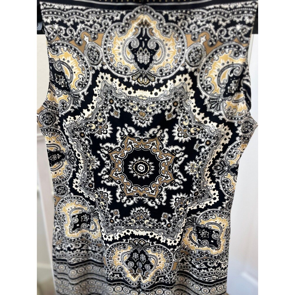 J. McLaughlin Black & Tan Patterned Dress in Great Condition! Size Medium - Picture 6 of 11